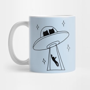 cat alien abduction line art Mug